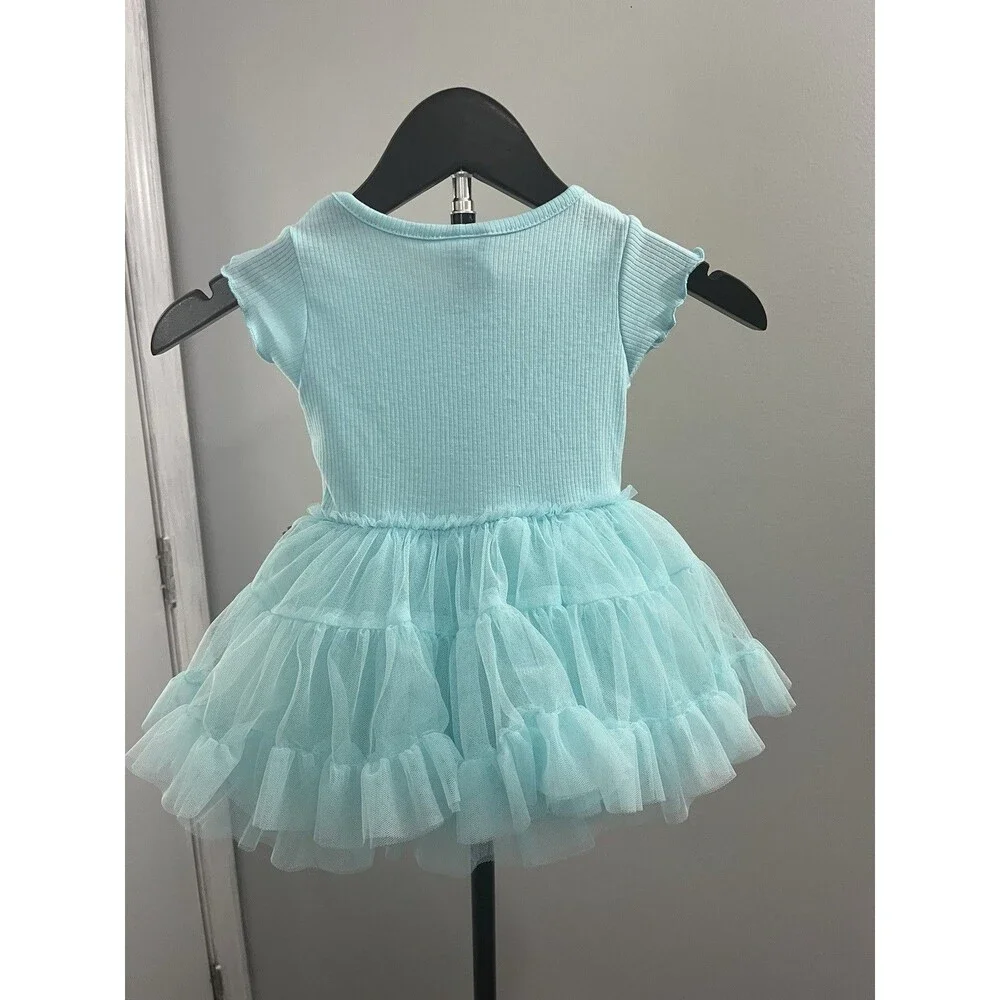 Disney Princess Moana Girls 12M Blue Tulle Tutu Dress Ruffle Layered Party